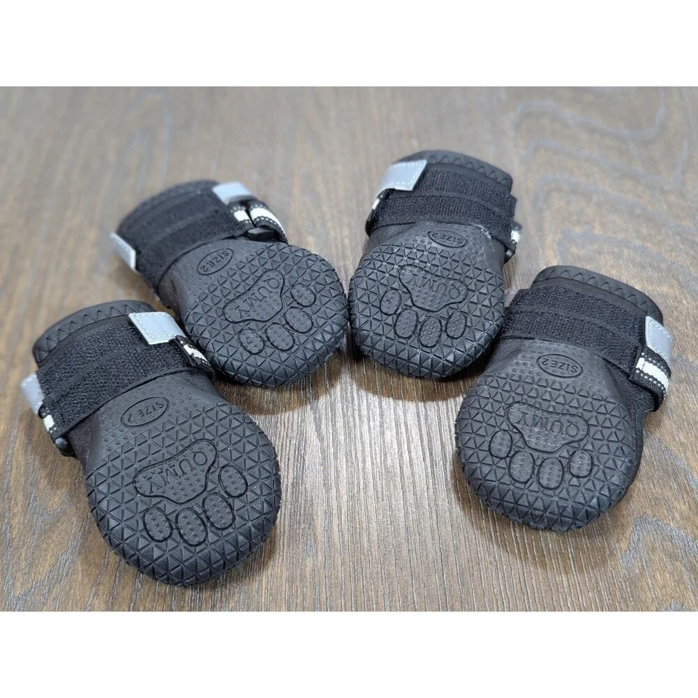 NEW QUMY Pet Boots Shoes Size 2 Medium Paws Waterproof Non-Slip Adjustable